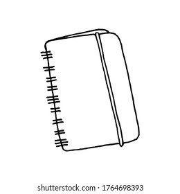 Cuaderno hecho a mano en un resorte. Ilustración vectorial simple. Aislado sobre un fondo blanco.