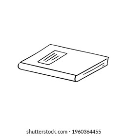 Hand-drawn notebook. Simple logo design for education, learning, reading.Art line, sketch style.Isolated.Vector illustration