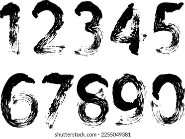 Hand-drawn number set that looks like it was drawn with a paintbrush