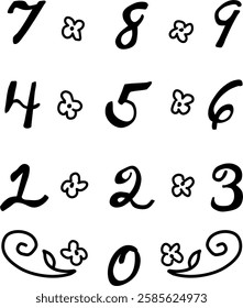 Hand-drawn number vector doodles. Embellish a project with simple and personal hand-drawn numbers. 