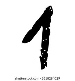 Hand-drawn numbers with brush strokes and spray ink texture, grunge calligraphy font in doodle style. Flat vector illustration isolated on white background.