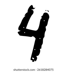 Hand-drawn numbers with brush strokes and spray ink texture, grunge calligraphy font in doodle style. Flat vector illustration isolated on white background.