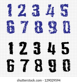 Hand-drawn Numbers. Doodles. Set 1. Vector Sketch