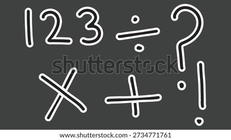 Hand-Drawn Numbers and Math Symbols Vector | Sketch Style Educational Doodle Illustration | Creative Hand-Drawn Math Elements Set