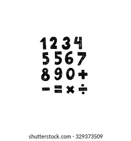 Hand-drawn numbers set. Vector.