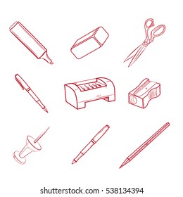 Hand-drawn Office equipment icons