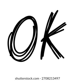 Ilustración de tipografía de Vector de trazo de pincel OK dibujado a mano