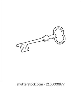 Hand  drawn old key doodle icon  Vector Illustration in cartoon style white background  Simple drawing