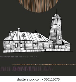 Hand-drawn old town background. 