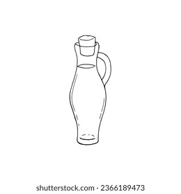 Hand-drawn olive oil in a glass bottle vector illustration, isolated on a white background