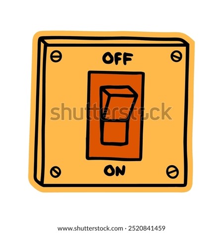 Hand-drawn on off switch illustration. Creative sticker symbolizing control, power, and decision-making. Vector illustration for technology, productivity, and energy management.