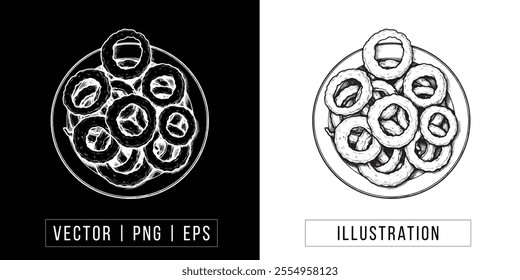 Hand-Drawn Onion Rings Sketch Illustration - Vector  PNG Download