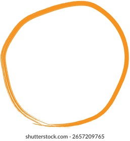Hand-drawn orange circle on white background. Perfect for emphasis in designs, notes, infographics, presentations, educational visuals, or creative web content.