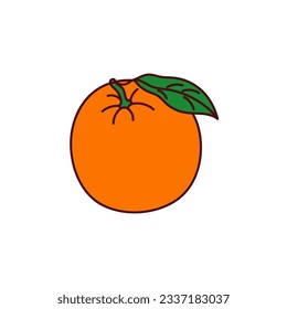 Hand-drawn orange or mandarin on a transparent background. Isolated vector illustration of juicy fruit