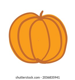 handdrawn orange pumpkin doodle on white background. Vector illustration