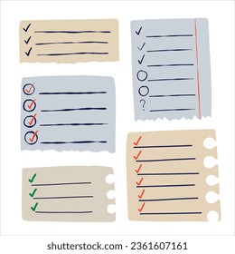 Handdrawn Organic Checklist. Checkmark planner form. Doodle questionnaire report. Notepad test page sheet. Empty interview schedule task.