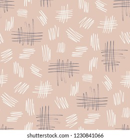 Hand-drawn organic scribble texture vector seamless pattern. Whimsical abstract geo doodle.