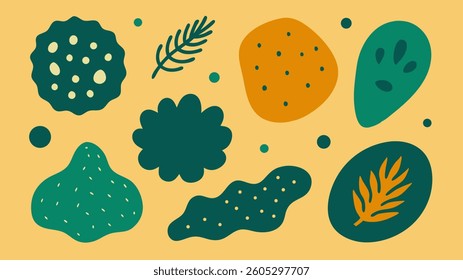 Hand-drawn organic textured shapes in vector format, perfect for graphic design, branding and creative projects with a natural, artistic touch