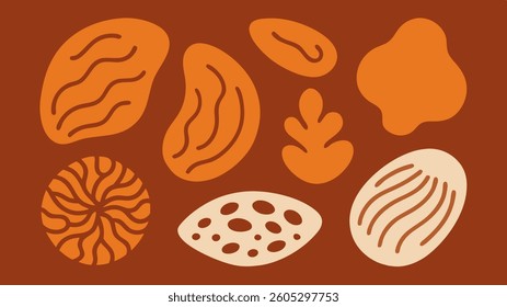 Hand-drawn organic textured shapes in vector format, perfect for graphic design, branding and creative projects with a natural, artistic touch