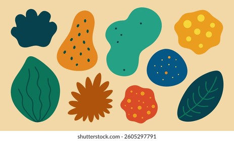 Hand-drawn organic textured shapes in vector format, perfect for graphic design, branding and creative projects with a natural, artistic touch