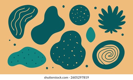 Hand-drawn organic textured shapes in vector format, perfect for graphic design, branding and creative projects with a natural, artistic touch