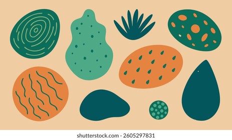 Hand-drawn organic textured shapes in vector format, perfect for graphic design, branding and creative projects with a natural, artistic touch