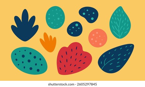 Hand-drawn organic textured shapes in vector format, perfect for graphic design, branding and creative projects with a natural, artistic touch
