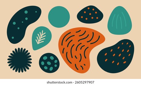 Hand-drawn organic textured shapes in vector format, perfect for graphic design, branding and creative projects with a natural, artistic touch