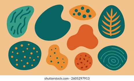 Hand-drawn organic textured shapes in vector format, perfect for graphic design, branding and creative projects with a natural, artistic touch