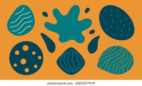Hand-drawn organic textured shapes in vector format, perfect for graphic design, branding and creative projects with a natural, artistic touch