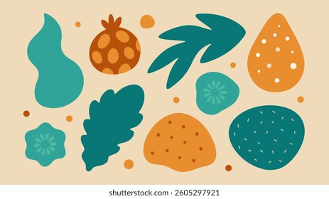 Hand-drawn organic textured shapes in vector format, perfect for graphic design, branding and creative projects with a natural, artistic touch