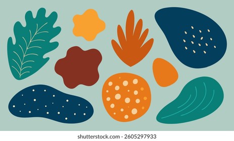 Hand-drawn organic textured shapes in vector format, perfect for graphic design, branding and creative projects with a natural, artistic touch