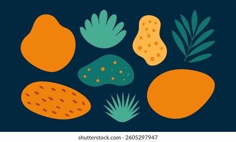 Hand-drawn organic textured shapes in vector format, perfect for graphic design, branding and creative projects with a natural, artistic touch
