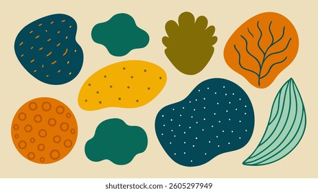 Hand-drawn organic textured shapes in vector format, perfect for graphic design, branding and creative projects with a natural, artistic touch