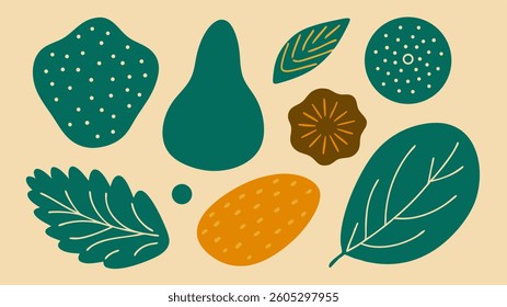 Hand-drawn organic textured shapes in vector format, perfect for graphic design, branding and creative projects with a natural, artistic touch