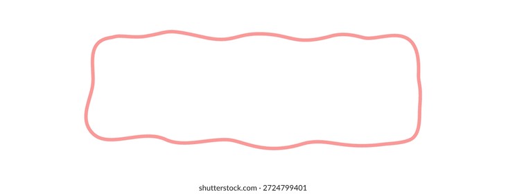 Handdrawn organic wavy rectangle frame and border with subtle outline form. Empty box template for text and label, minimalist hand drawn textbox background for creating cards or stylish mockup.