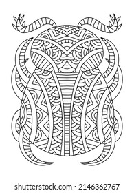 Hand-drawn ornamental beetle coloring page for adults vector illustration