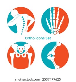 Hand-drawn ortho icons set, A vector set of human bones, Vector illustration of man bones