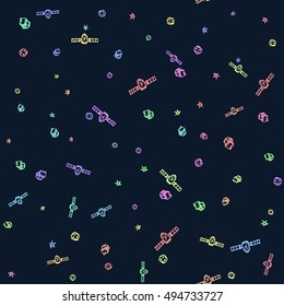 Hand-drawn outer space elements. Seamless vector cosmic background