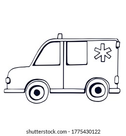 Handdrawn Outline Ambulance Vector Illustration Stock Vector (Royalty ...