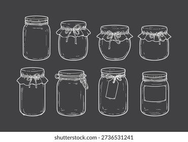 Hand-Drawn Outline Glass Jars Collection