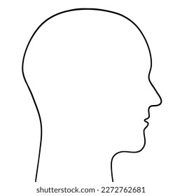 Hand-drawn outline of a human head silhouette