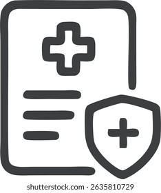 Elemento Gráfico do Ícone do Documento de Seguro do Relatório Médico com Estrutura de Tópicos Manual