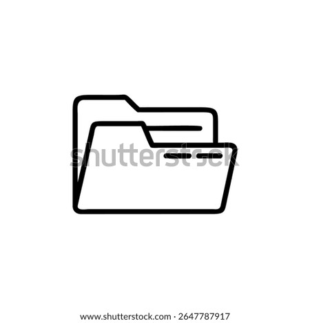 Handdrawn outline of an open folder icon with a file symbol on a background document