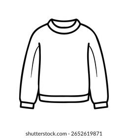Handdrawn outline a sweater with long sleeves a round neck clothing apparel