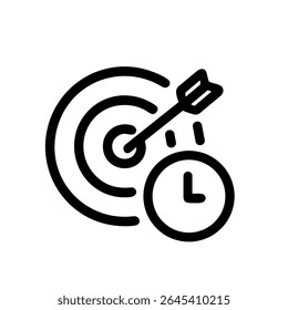 Handdrawn Outline Target Arrow Clock Symbol Time Management Icon