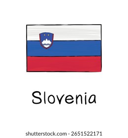 Vetor de contorno desenhado à mão da bandeira eslovena. Ideal para materiais educativos, banners, infográficos políticos e apresentações em países da UE