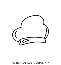 Esquema desenhado à mão de um chapéu de gorro de inverno. Simples ilustração de arte de linha de um acessório de inverno acolhedor. Perfeito para sites, aplicativos e gráficos de mídia social