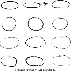 Hand-Drawn Oval Shapes Set - Sketchy Vector Frame Collection for Design Projects and online marketing, png