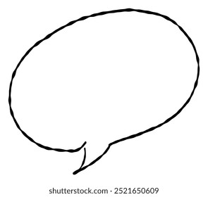 A hand-drawn oval speech bubble. Features a simple and easy-to-use design, perfect for emphasizing messages or comments.